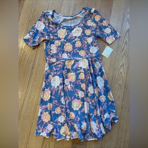 NWT LuLaRoe Nicole Dress Womens 3XL Blue Floral Fit and Flare Casual C13